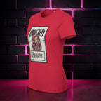 CocoMe Couture red crewneck t-shirt featuring an Inked Beauty graphic print, displayed against a dark brick wall.