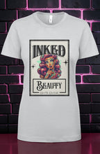 CocoMe Couture silver crewneck graphic t-shirt featuring an Inked Beauty tattoo-style illustration